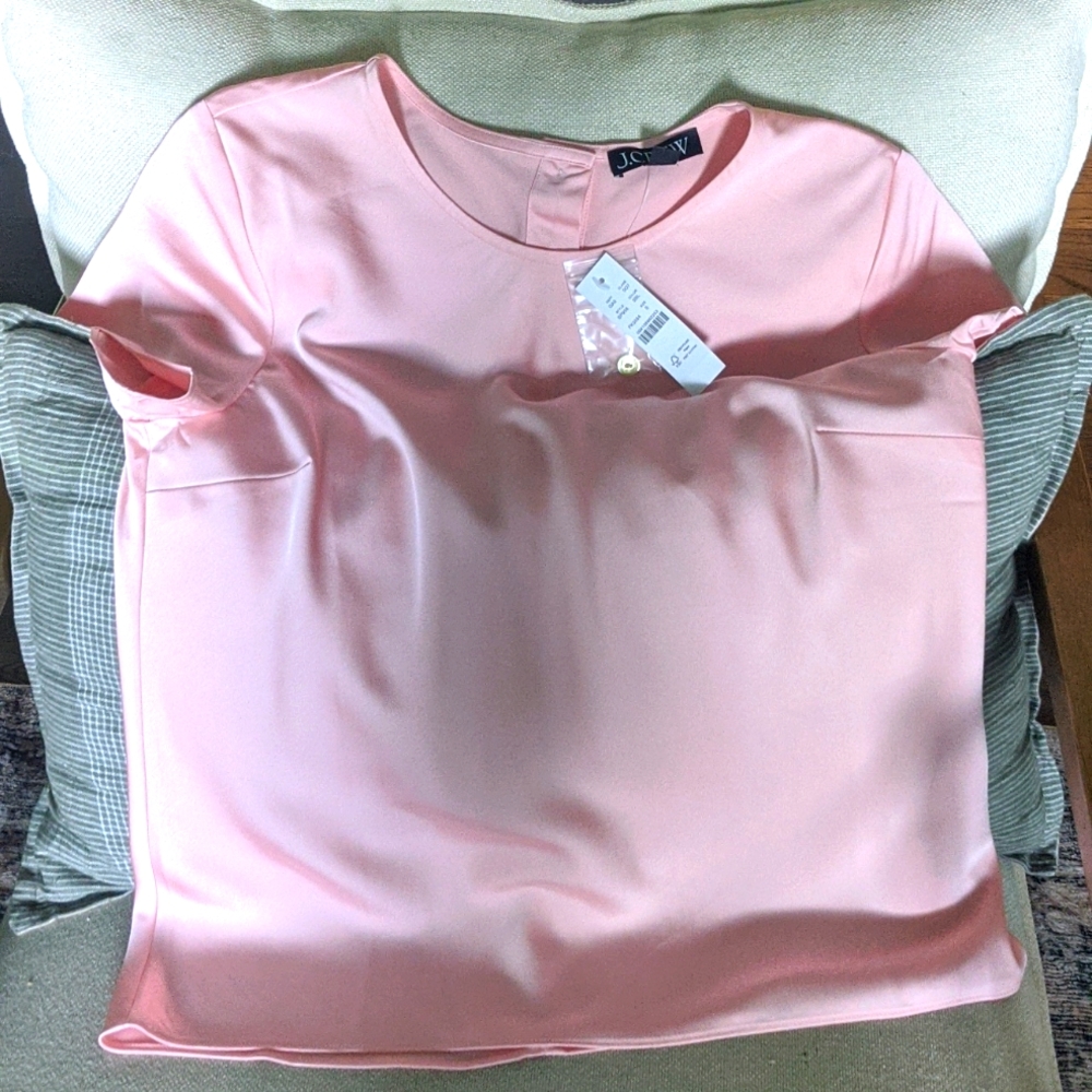 Women's J Crew satin shirt with gold buttons